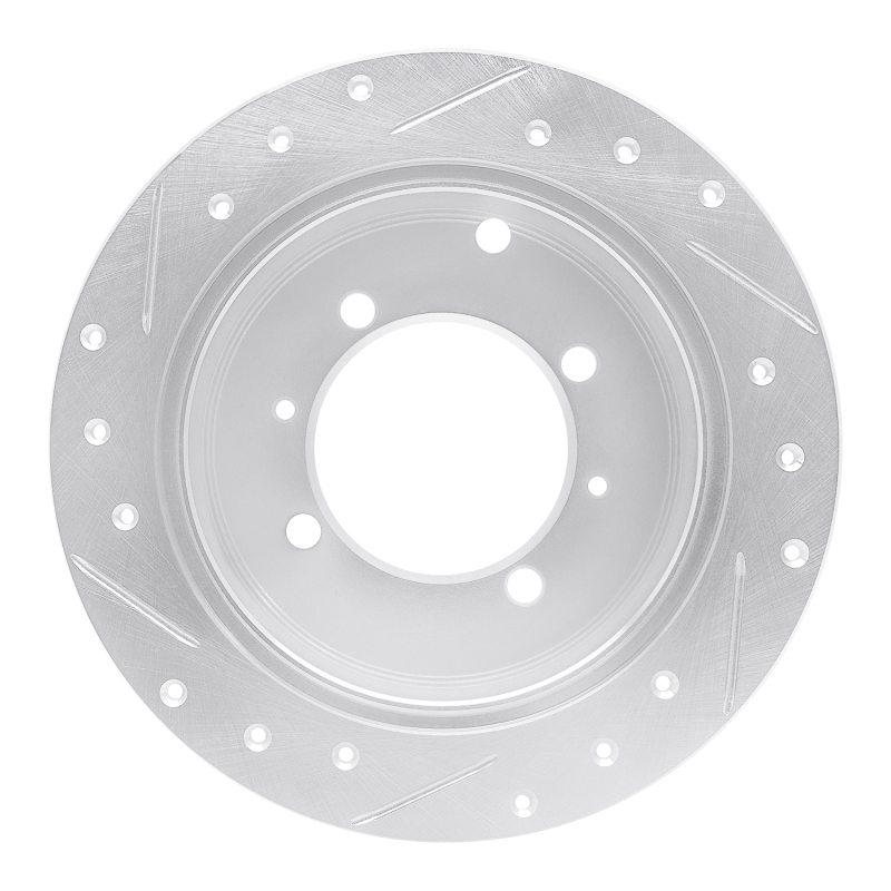 Dodge COLT Brake Rotor (1) - Rear Right - R1 Concepts - Drilled & Slotted - Silver - `92-`04